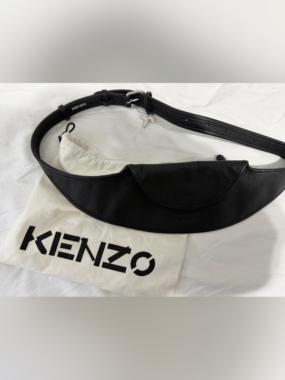 Kenzo Black Crescent Leather Belt Bag